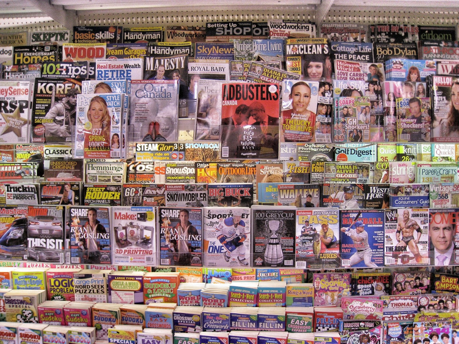 Magazine racks are excellent spots to do research. What niches are here that current games aren't targetting?